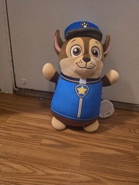 IKEA Brown and Blue Plush Dog Toy with Yellow Trim